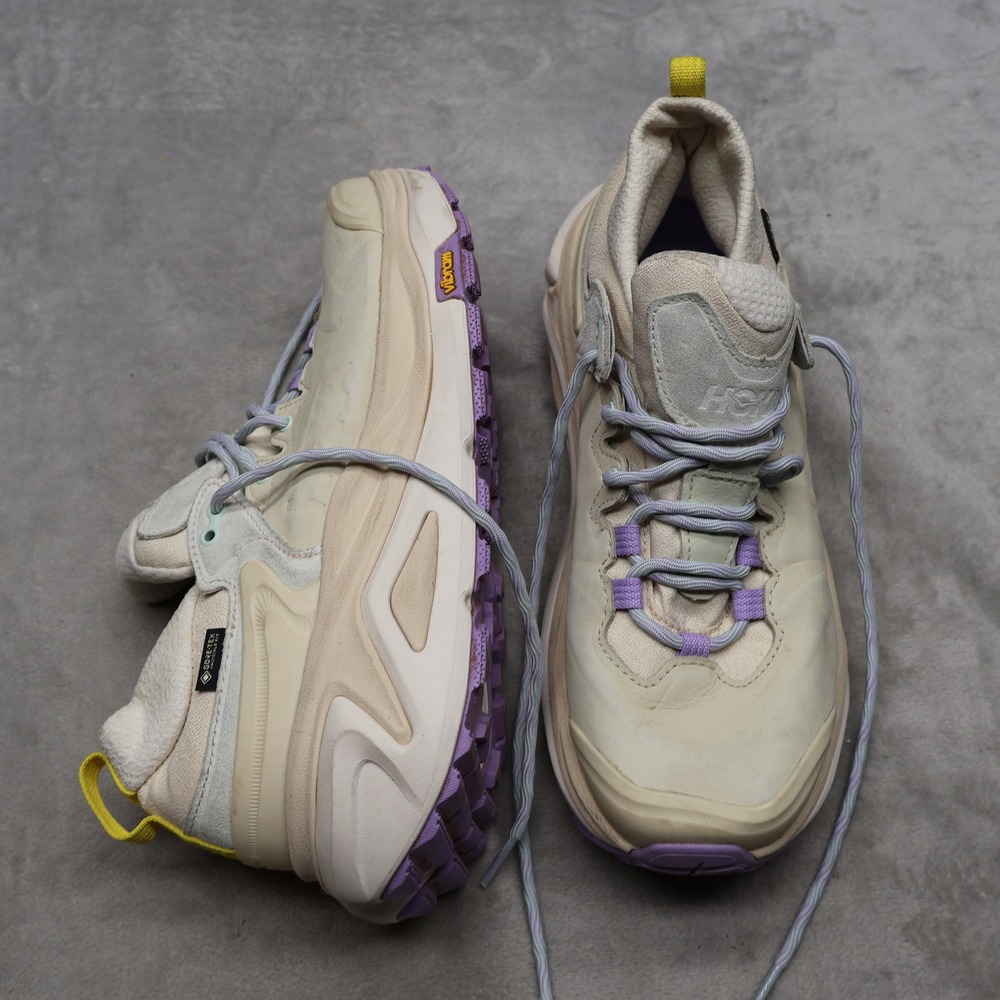 Hoka Womens 10.5B Athletic Shoes White Leather Kaha 3 Low GTX Waterproof Hiking